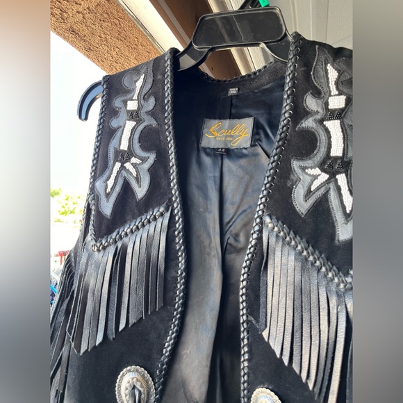 Men’s SCULLY Genuine Leather Suede beaded fringe  Western Vest - Picture 2 of 7